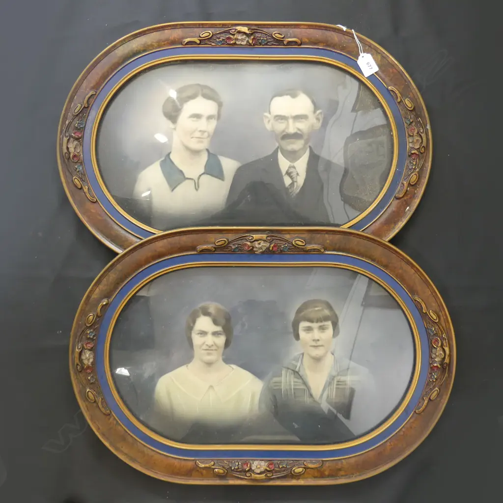 2 LARGE DECORATIVE OVAL FRAMES WITH OLD PORTRAITS 600 X 400MM Image 1++
