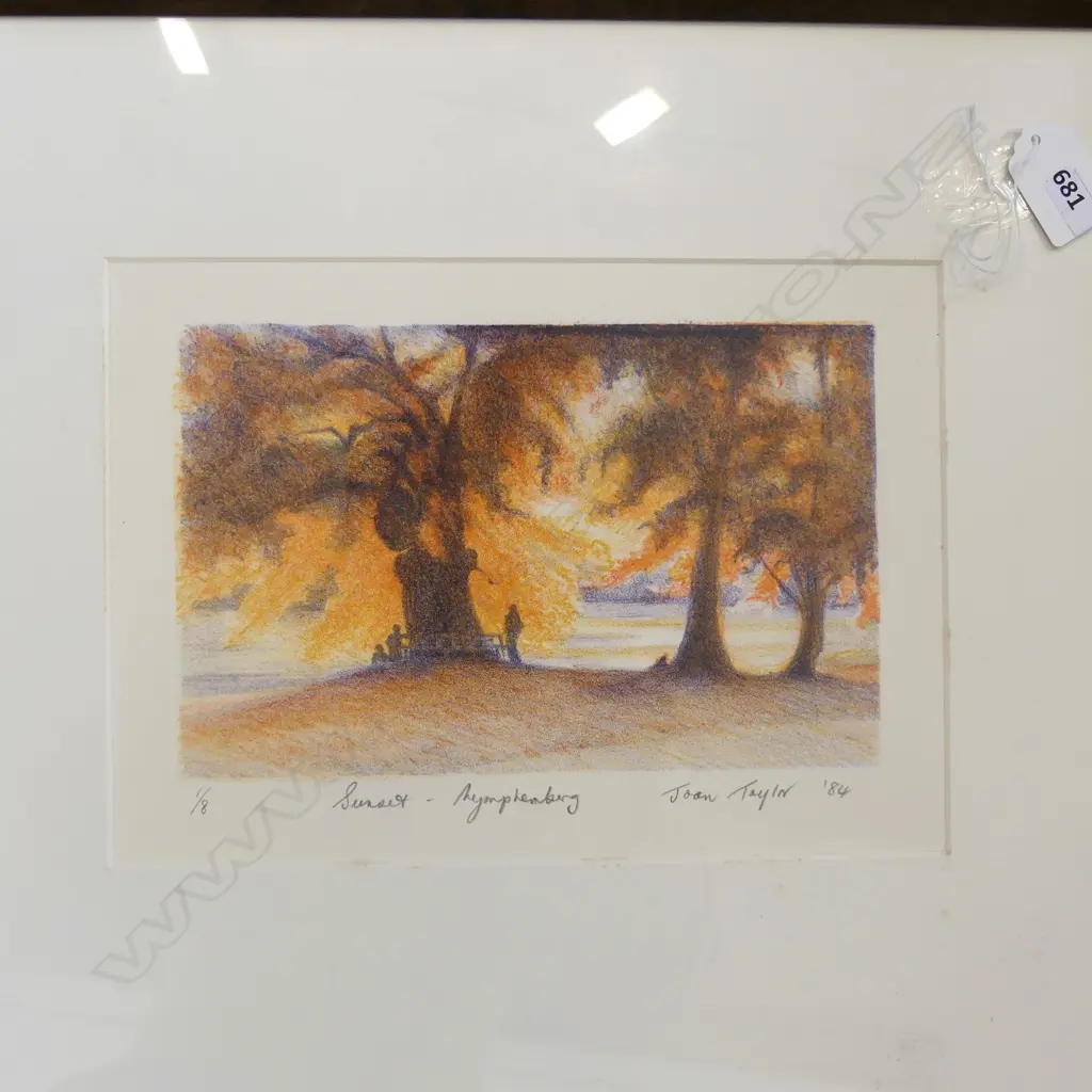 JOAN TAYLOR LTD ED LITHOGRAPH 1/8 "SUNSET NYMPENBURG" '84  240 X 170MM + OIL ON CANVAS SIGNED Image 1++