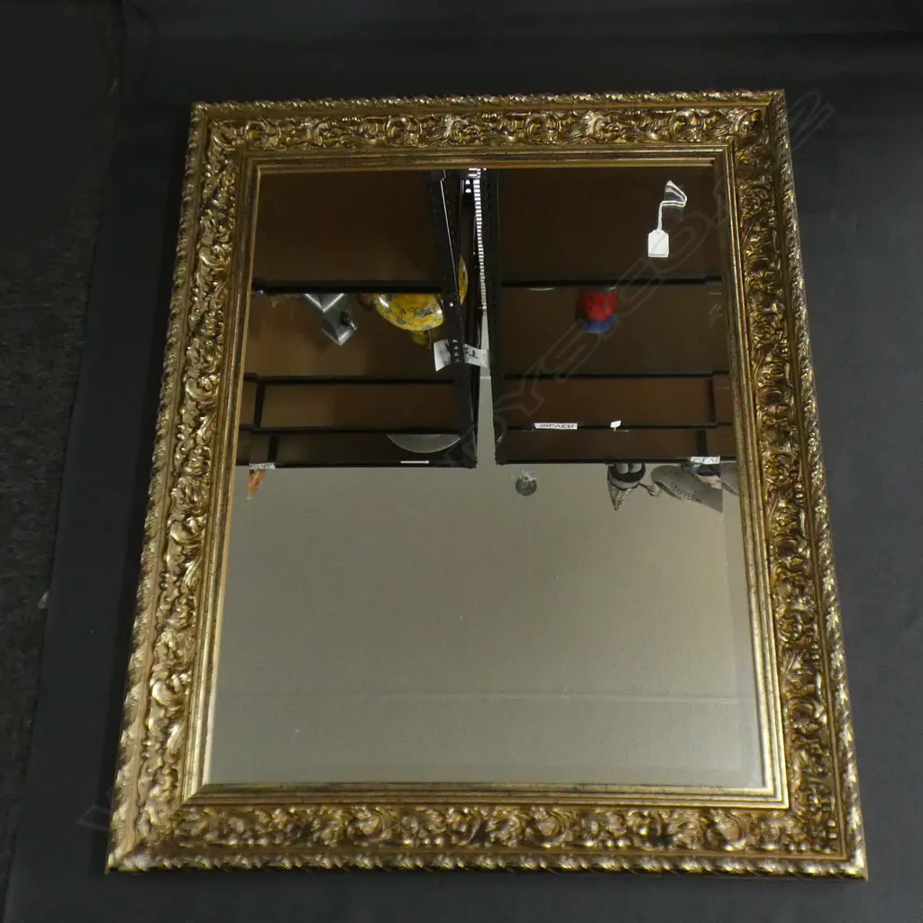 LARGE GILDED BEVELLED MIRROR 970x770mm Image 1++