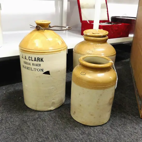 3 OLD STONE CROCKS (LARGEST AF H.330mm)
