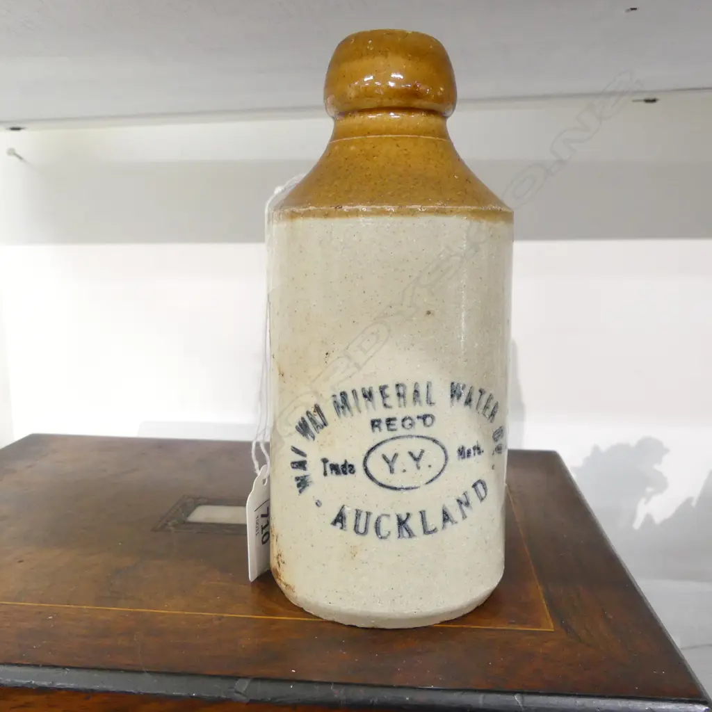 'WAI WAI MINERAL WATER CO. AUCKLAND' GINGER BEER BOTTLE H.170mm Image 1++