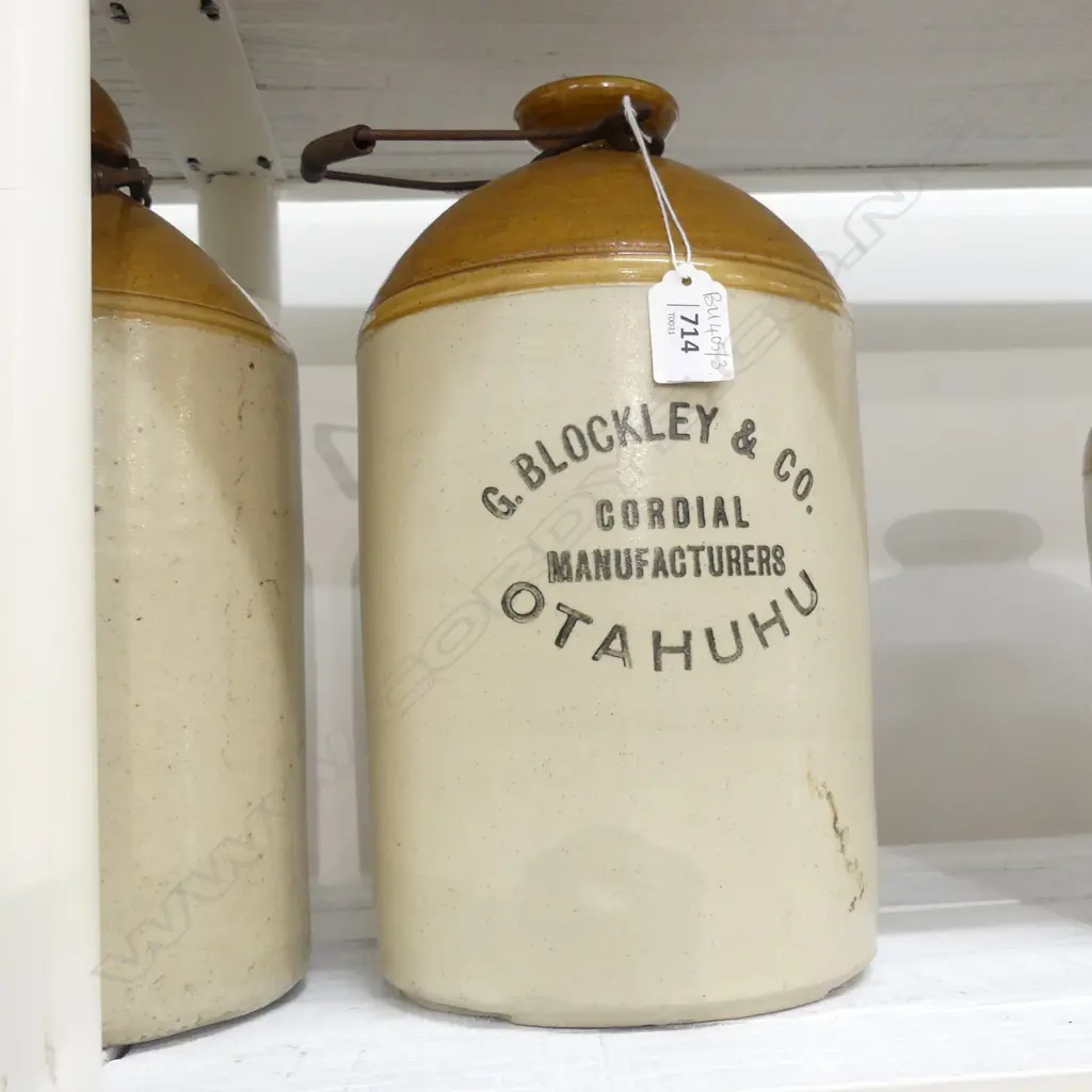 OLD STONE CROCK 'G. BLOCKLEY & CO. OTAHUHU' H.310mm Image 1++