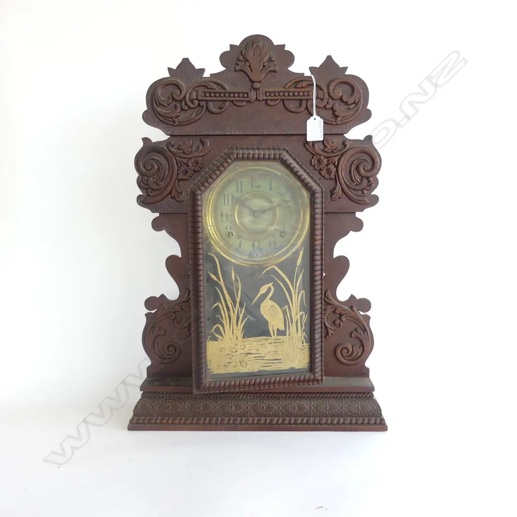 CIRCA 1900 AMERICAN 'WELCH' GINGERBREAD MANTLE CLOCK H. 509mm W. 308mm Image 1++