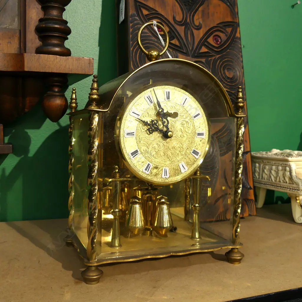 FRENCH STYLE BRASS CLOCK WITH KEY H 210MM Image 1++