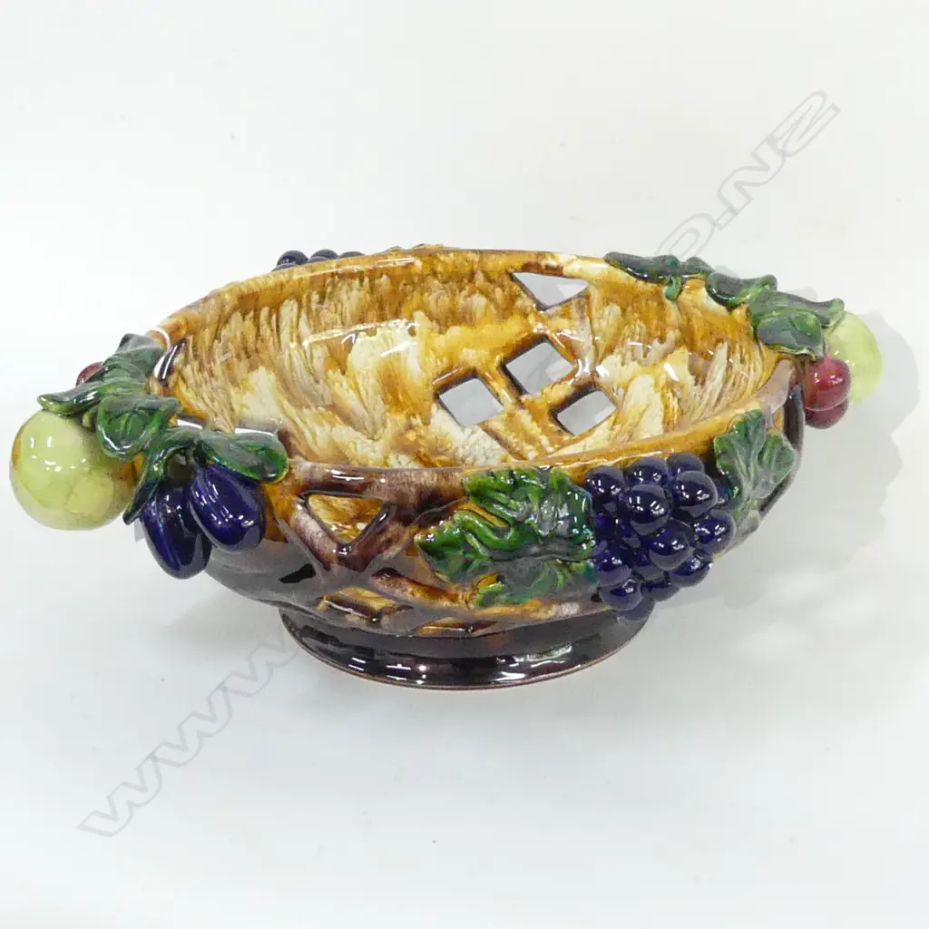 MAJOLICA FRUIT BOWL- AUSTRIAN W.380mm Image 1++
