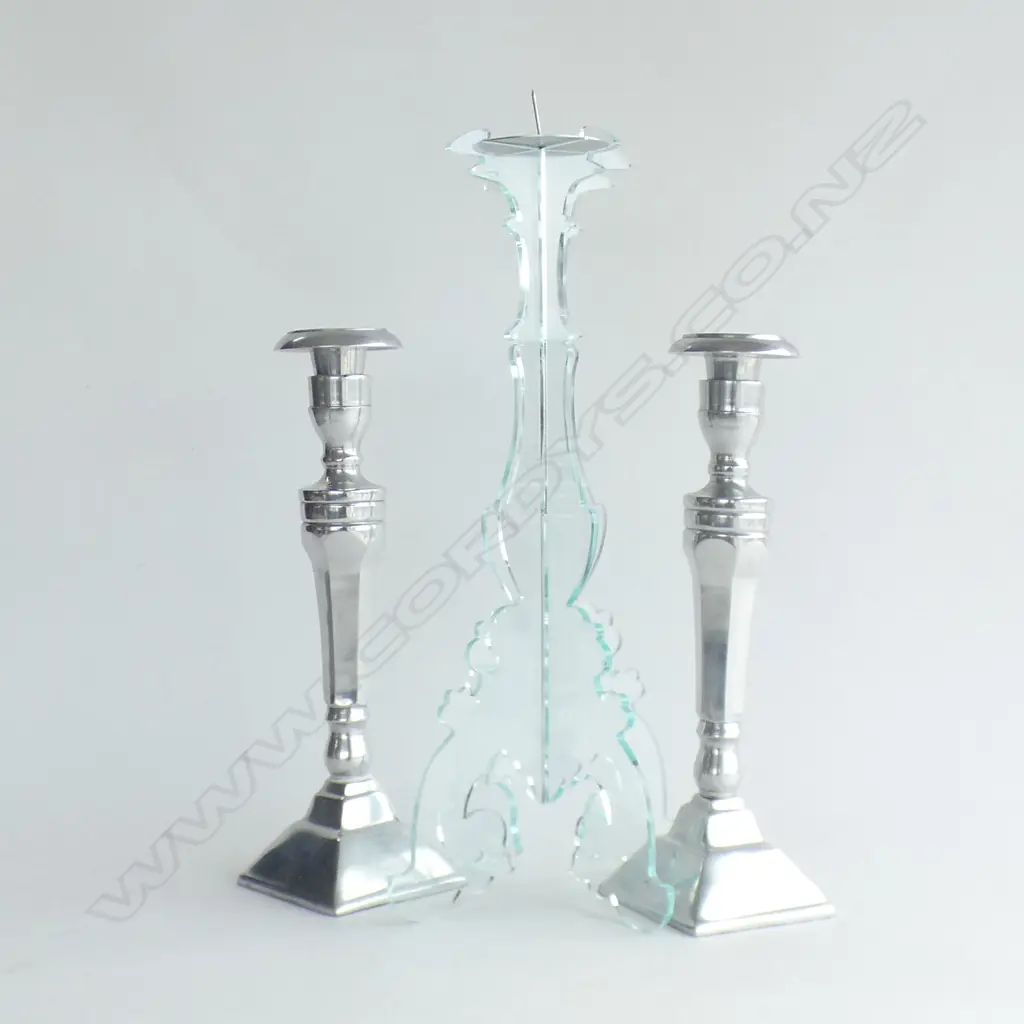 3 CANDLESTICKS; KARTELL STYLE H.400mm + PR CHROME H.285mm Image 1++