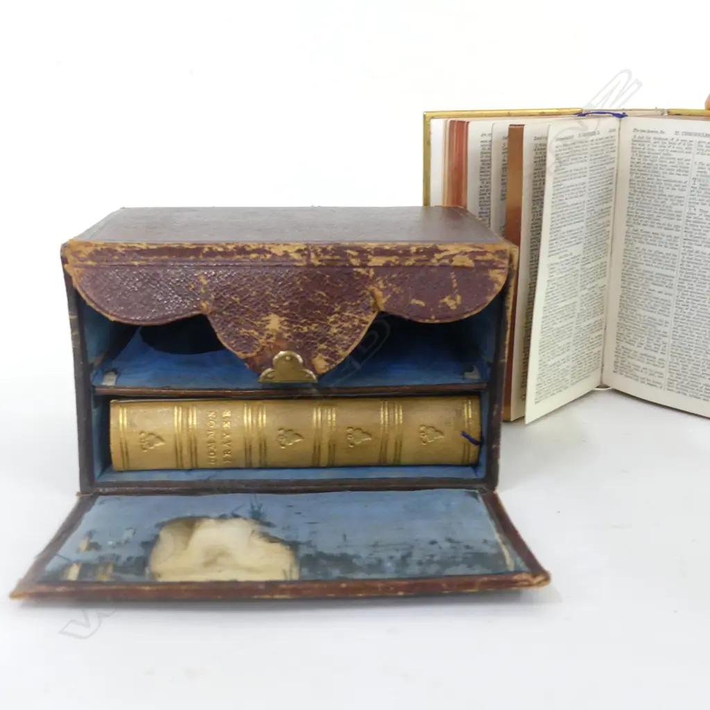 ANTIQUE BIBLE & COMMON PRAYER; IVORY COVERS, CASED Image 1++