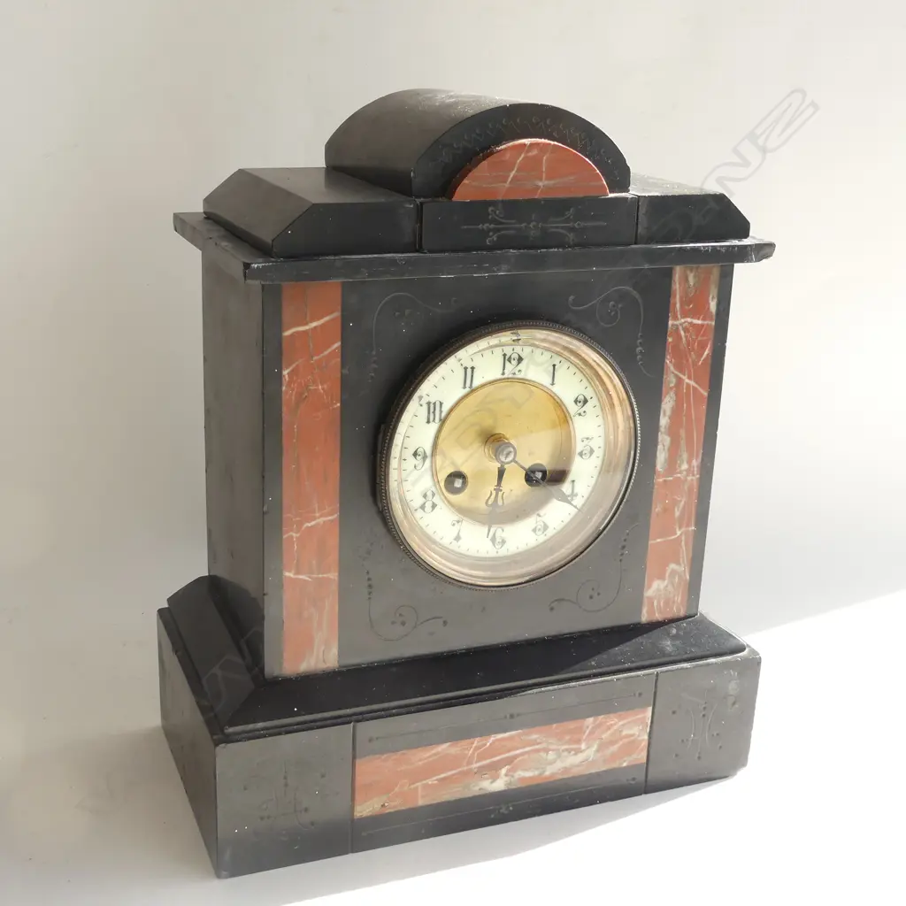 MANTLE CLOCK BLACK MARBLE H. 302mm W. 260mm AF Image 1++