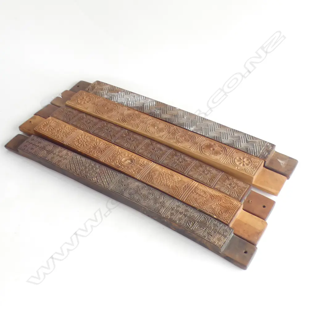 5 CARVED WOODEN ORIENTAL PRINTING BLOCKS 550x55mm Image 1++