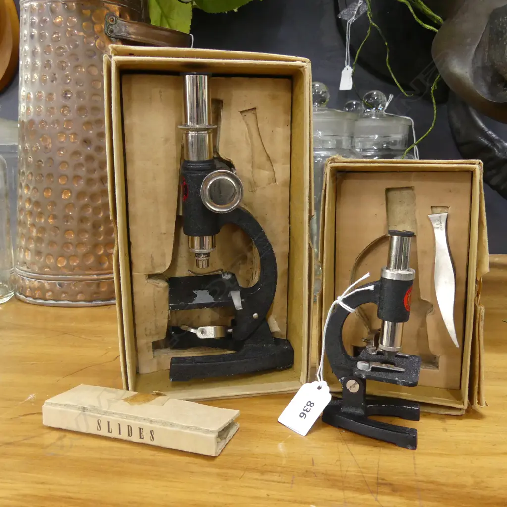 2 VINTAGE STUDENT MICROSCOPES, BOXED Image 1++