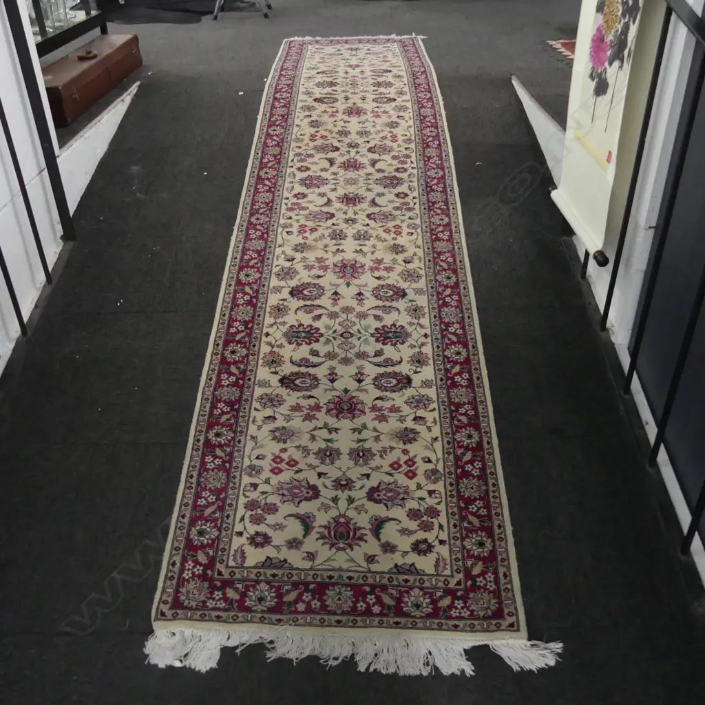 PERSIAN HAND KNOTTED RUNNER RUG wool on cotton 3600x800mm Image 1++