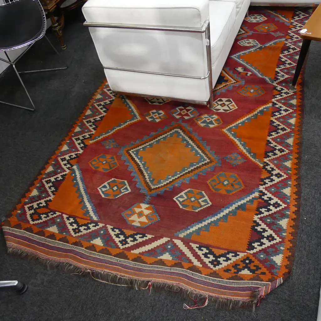 LARGE ORANGE KELIM RUG 2650x1400mm Image 1++