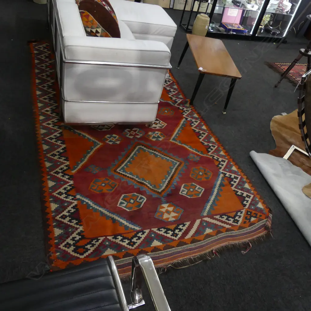 LARGE ORANGE KELIM RUG 2650x1400mm Image 1++