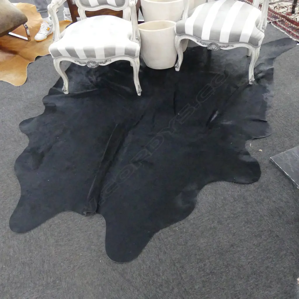 LARGE BLACK COW HIDE RUG 2350x1700mm Image 1++