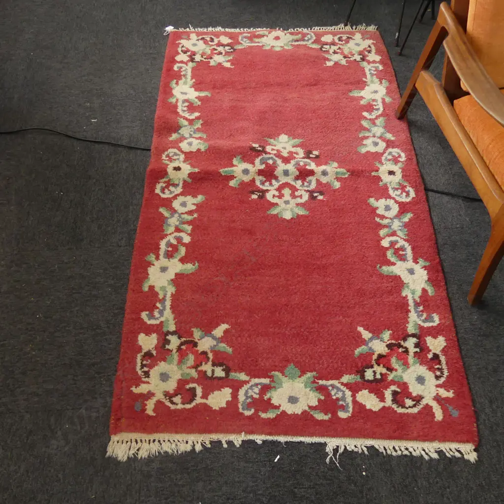 HAND KNOTTED RED RUG 1750x930mm Image 1++