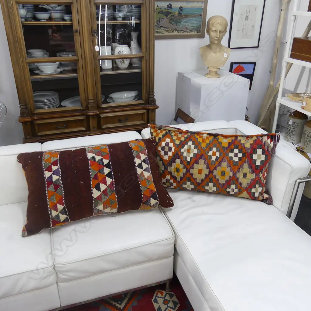 2 LGE VINTAGE KELIM CUSHIONS L.730mm EACH Image 1++