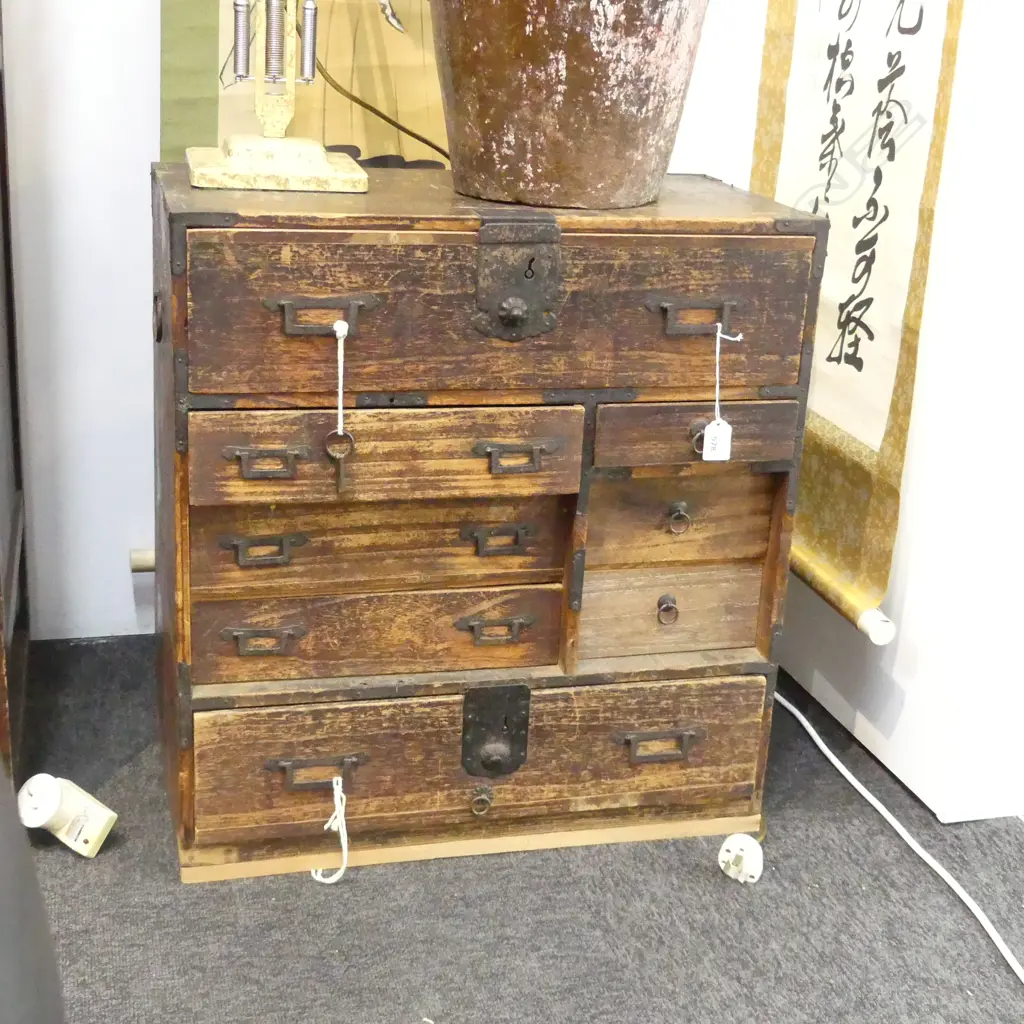19thC country JAPANESE KO-DANSU PERSONAL SMALL CHEST 550x300x590mm Image 1++