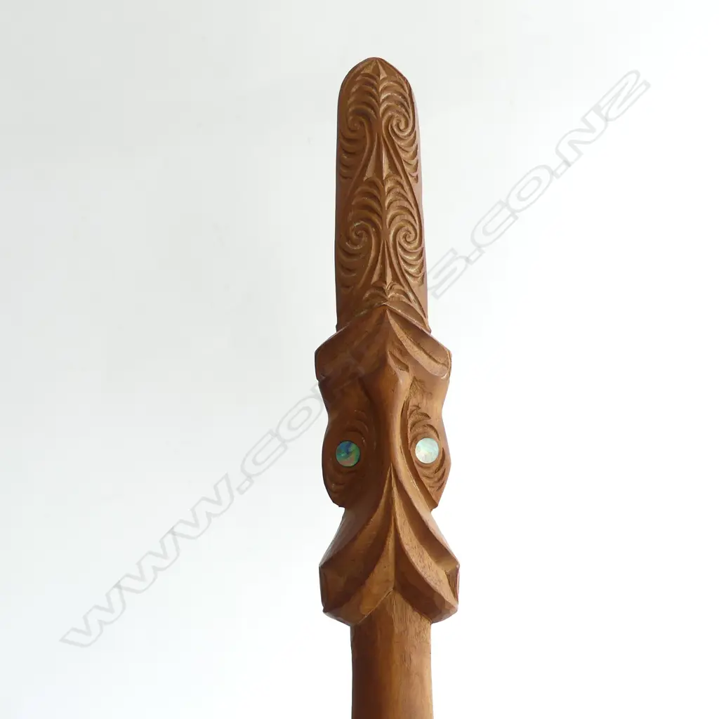 CARVED WOODEN MAORI TAIAHA L.1570mm Image 1++