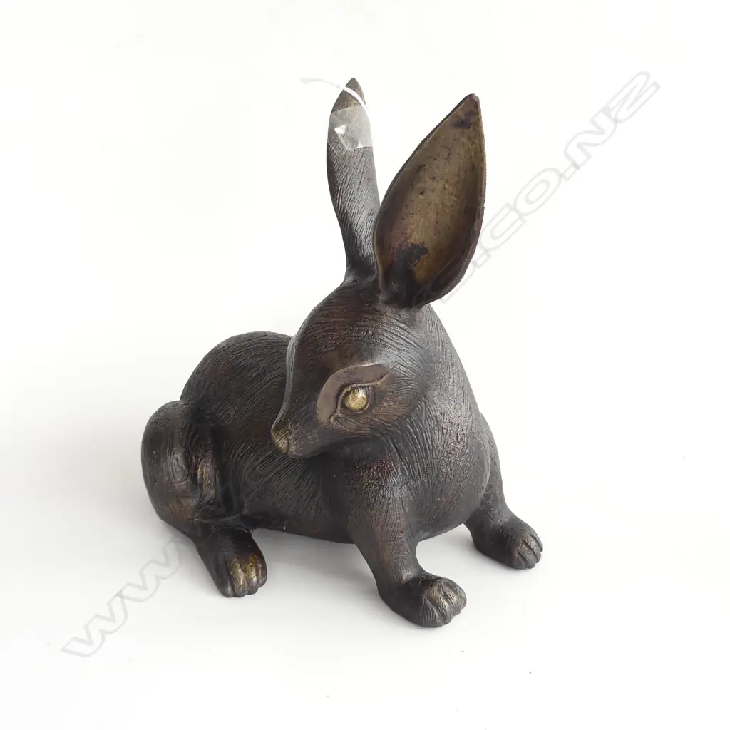 BRONZED CAST METAL HARE RABBIT H.270mm Image 1++