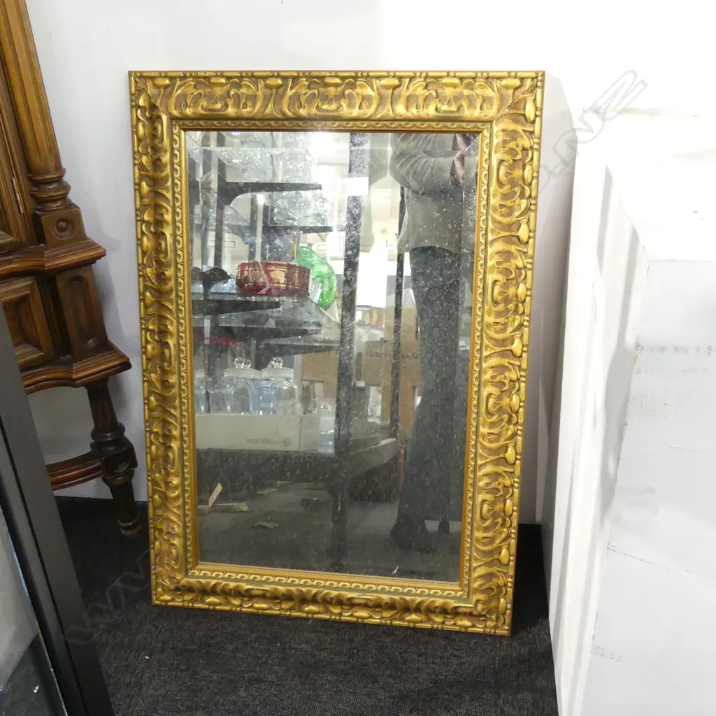 LARGE GILT FRAMED BEVELLED MIRROR 840x580mm Image 1++