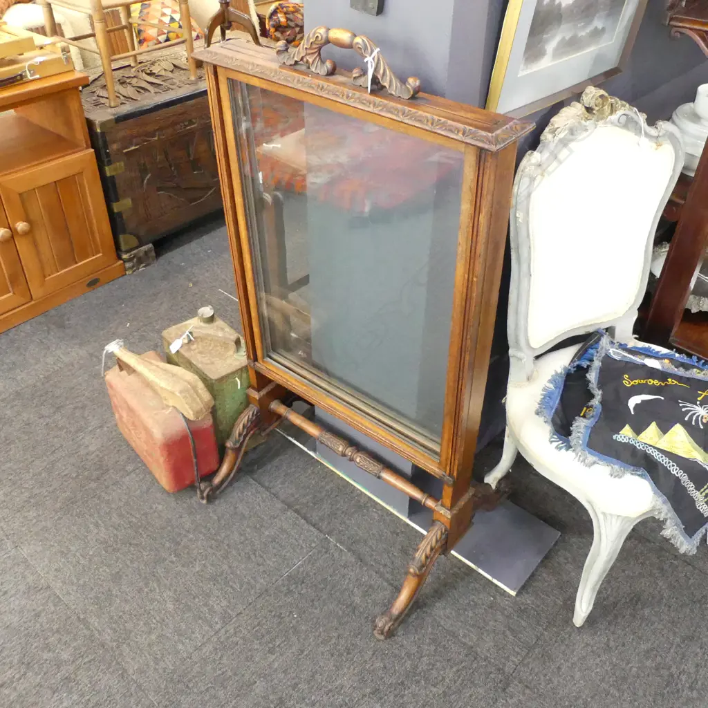 WILLIAM 1V MAHOGANY 3 PART FOLDOUT FIRE SCREEN H 1100MM Image 1++
