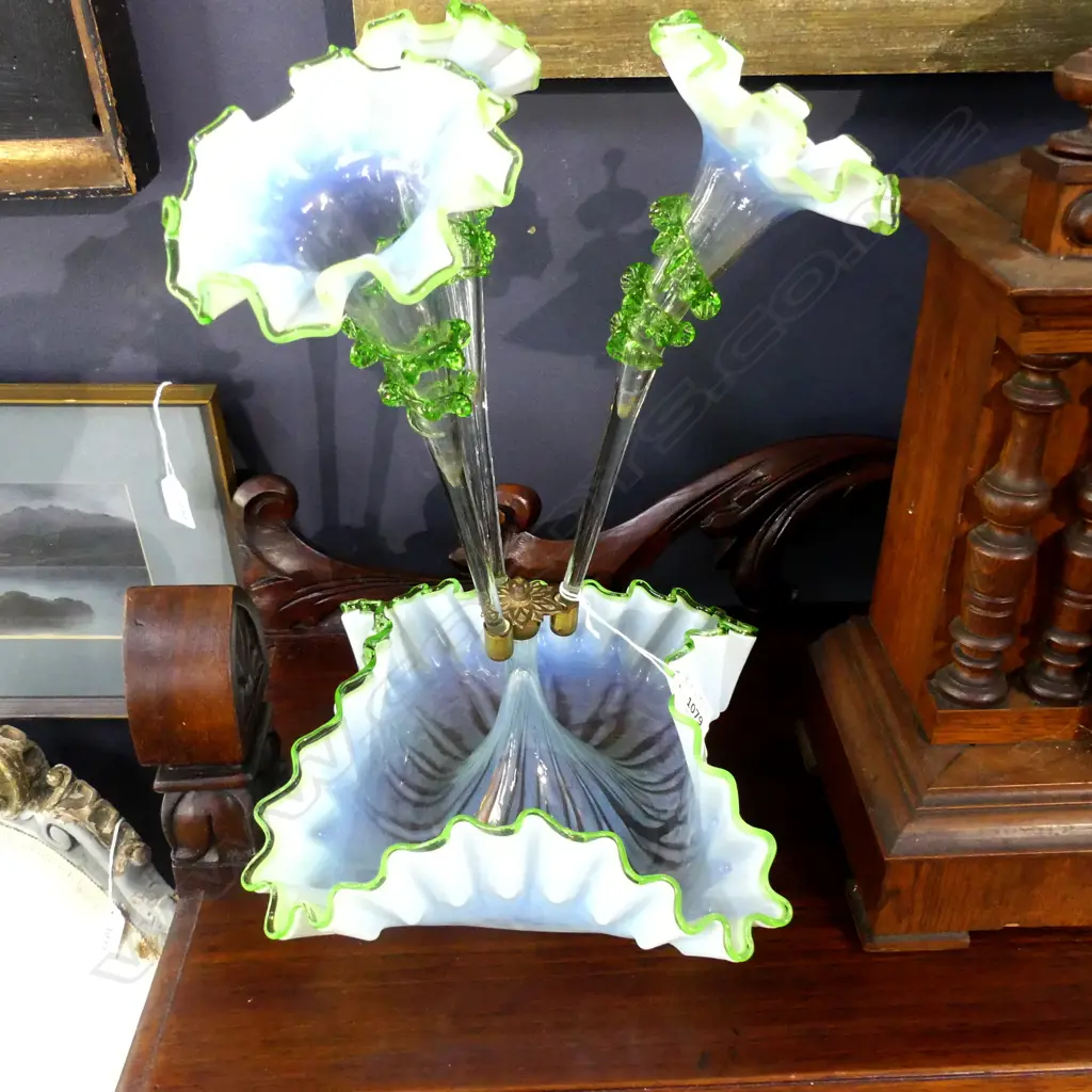 VICTORIAN 3 ARM EPERGNE H.390mm small glass repair Image 1++