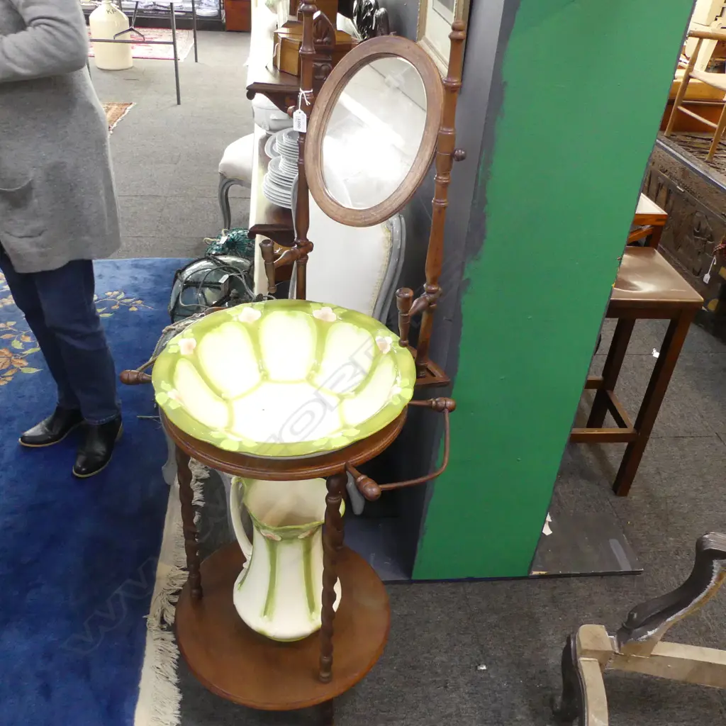 VINTAGE STYLE WASH STAND w. BASIN & JUG H.1300mm Image 1++