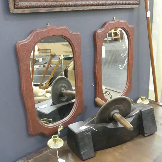 PR OF GIRONDOLE MIRRORS w BRASS CANDLE SCONCES. H.530mm