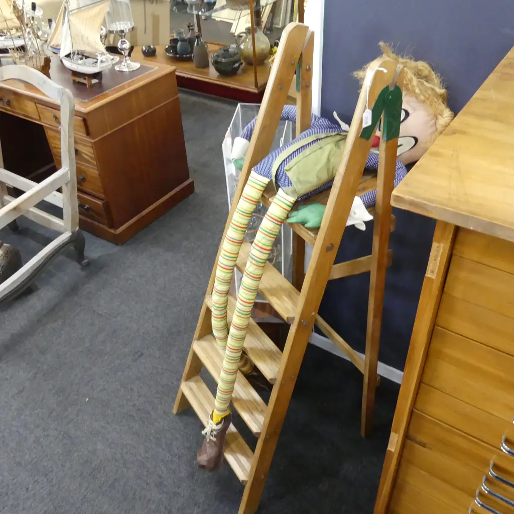 VINTAGE WOODEN LADDER L.1400mm Image 1++