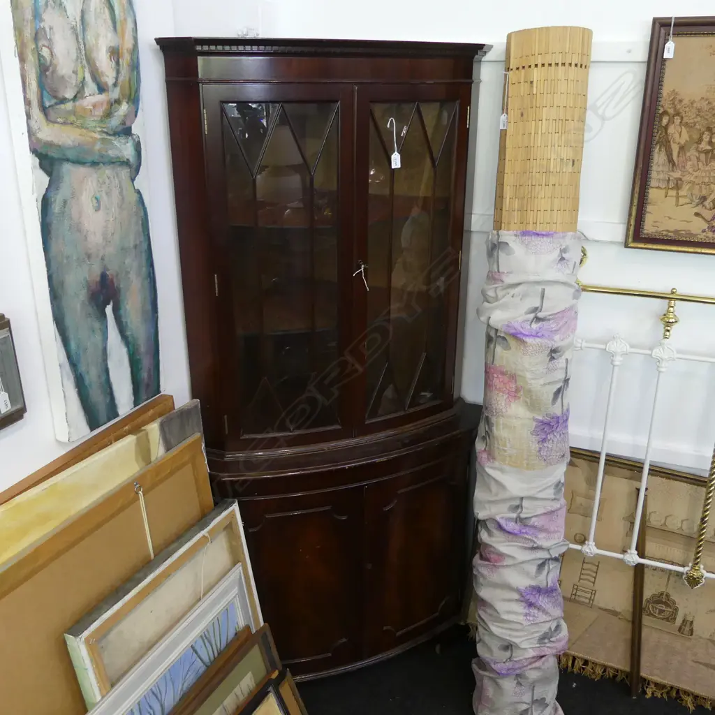 GEORGIAN STYLE ASTRAGAL GLAZED CORNER CABINET 650x650x1800mm Image 1++