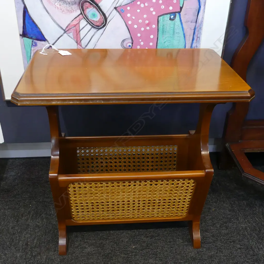 VINTAGE FRENCH MAGAZINE RACK w. CANE SIDES 'MSS' H.490mm Image 1++