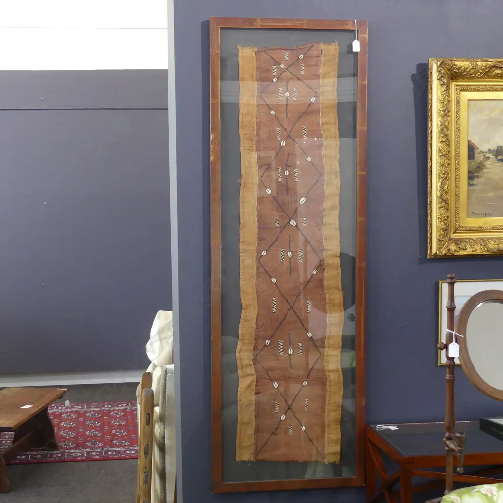 FRAMED VINTAGE KUBAI CONGO CLOTH  320 X 1380MM Image 1++