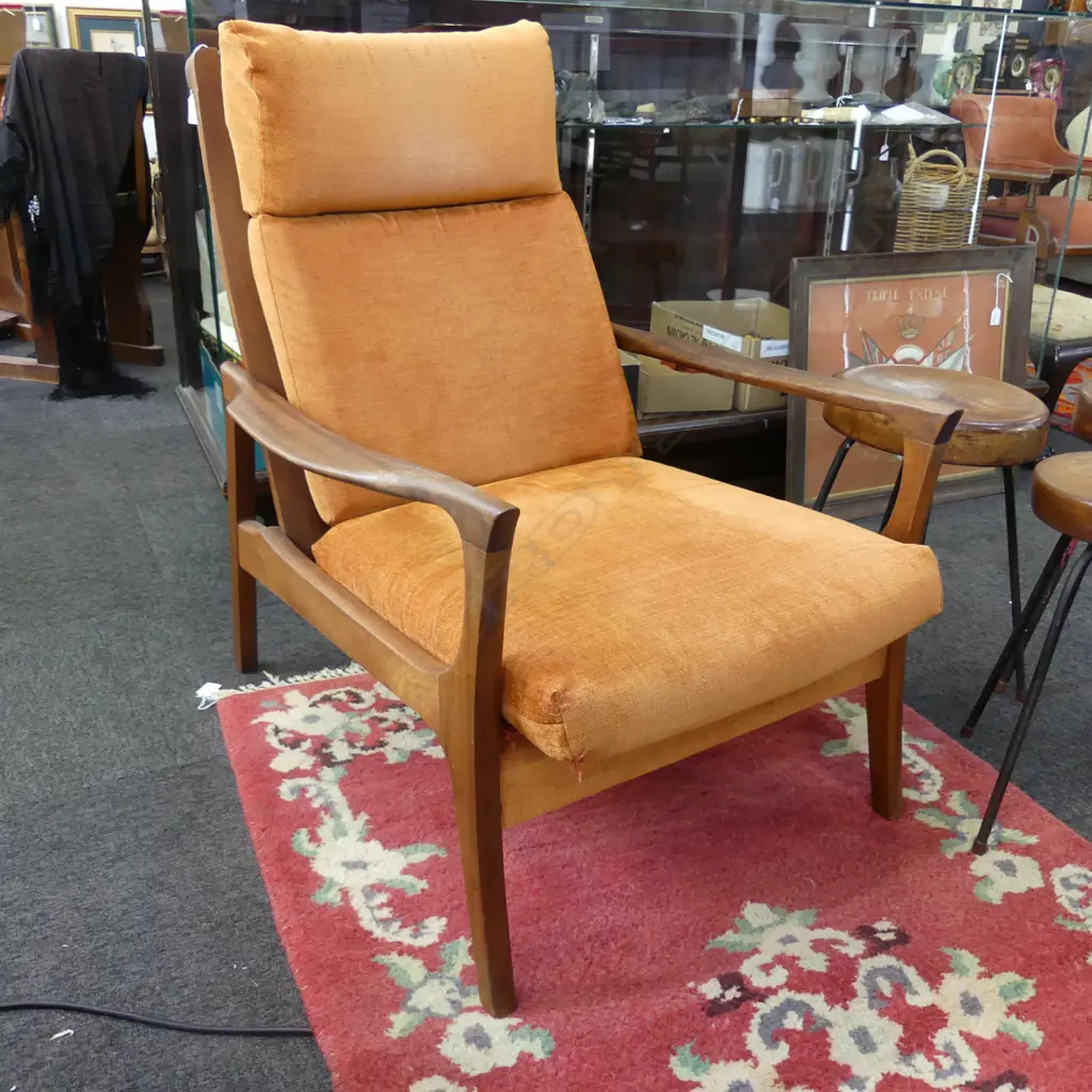 RETRO MAHOGANY FRAMED ARMCHAIR Image 1++