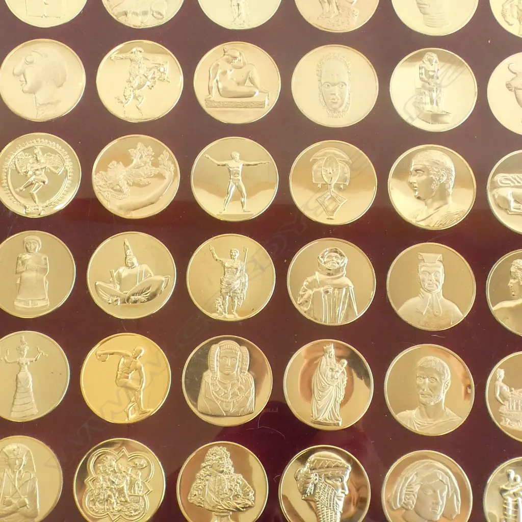 50 X 24kt GOLD ON BRONZE MEDALLIONS 'THE WORLDS GREAT SCULPTORS' EA. Dia.51mm Image 1++