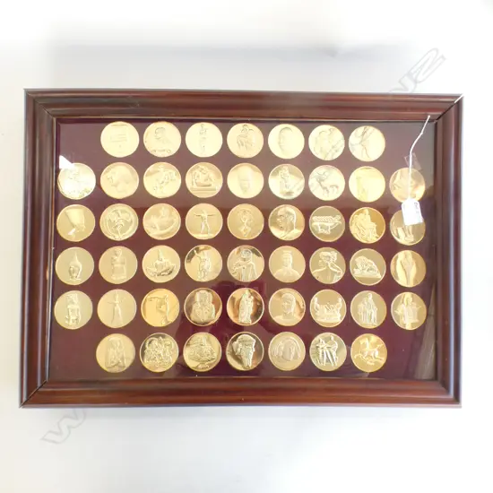 50 X 24kt GOLD ON BRONZE MEDALLIONS 'THE WORLDS GREAT SCULPTORS' EA. Dia.51mm
