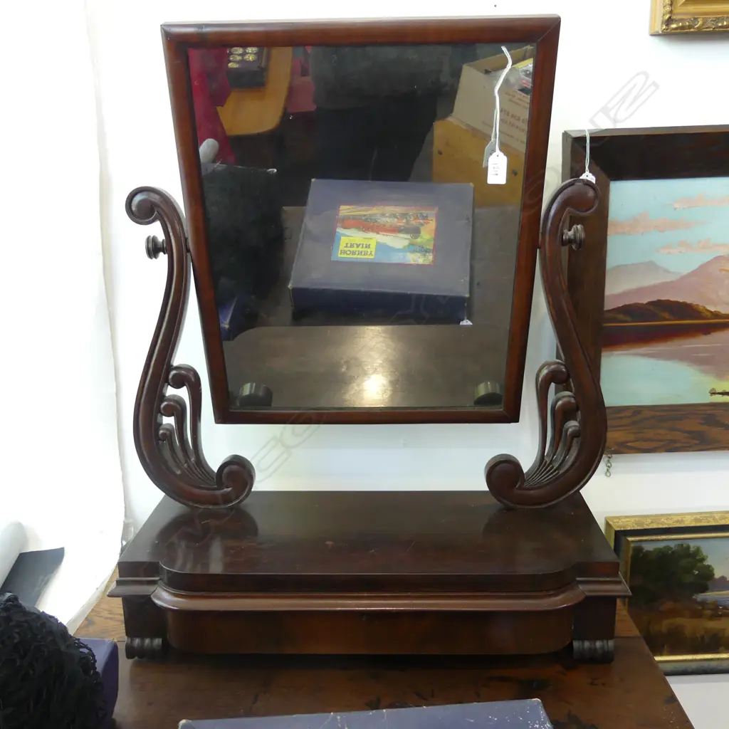 WILLIAM IV MAHOGANY TOILET MIRROR Image 1++