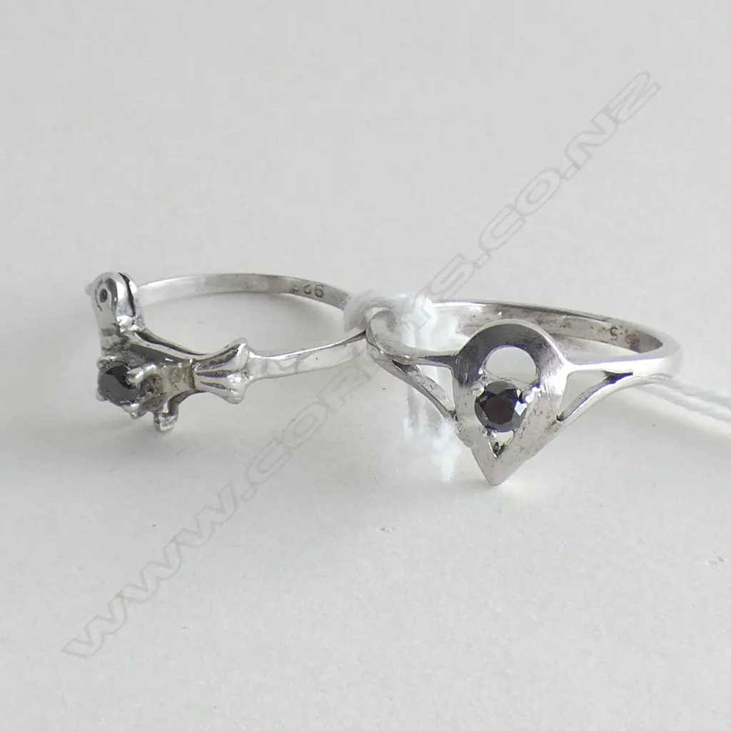 2 BLACK DIAMOND & 925 SILVER RINGS Image 1++