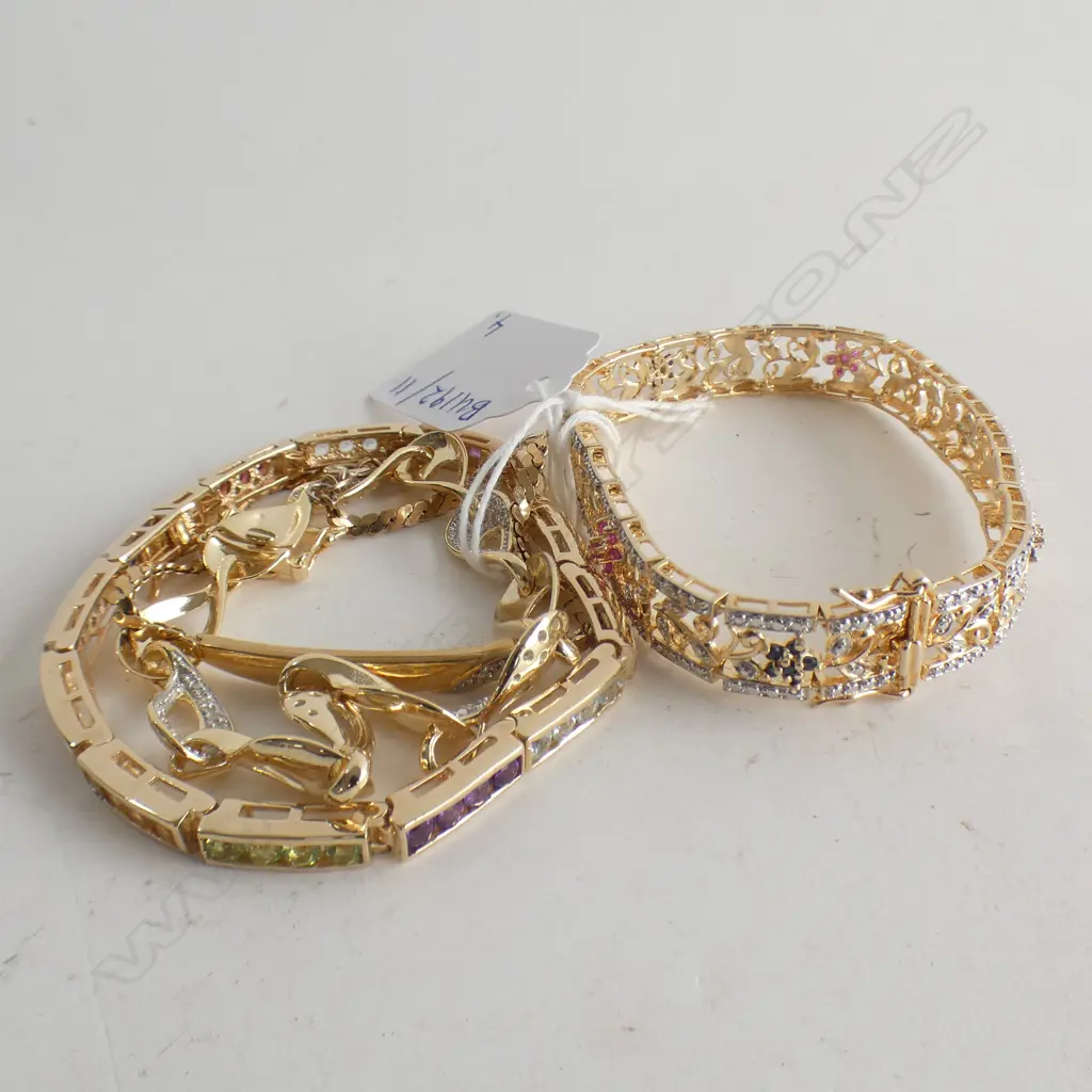 4 SILVER GILT BRACELETS 50 GRAMS Image 1++