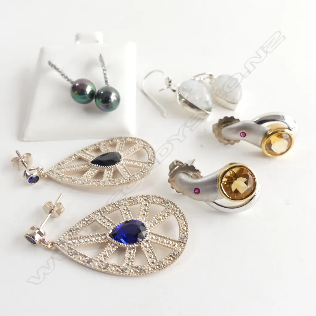 4 PRS EARRINGS; FAUX PEARL / 14KT / STG & GOLD PLATE ETC  ** RTV ** Image 1++