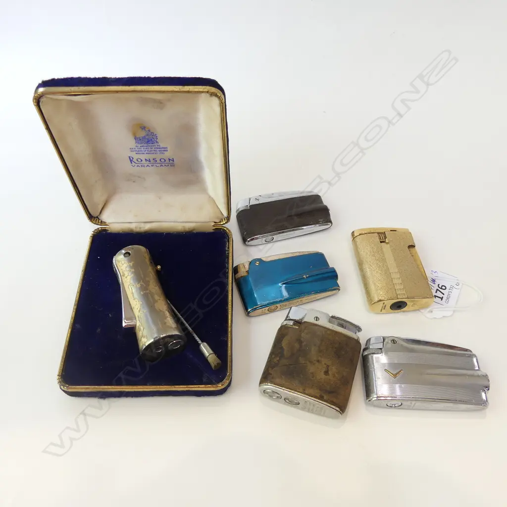 SIX RONSON LIGHTERS, ONE IN CASE Image 1++