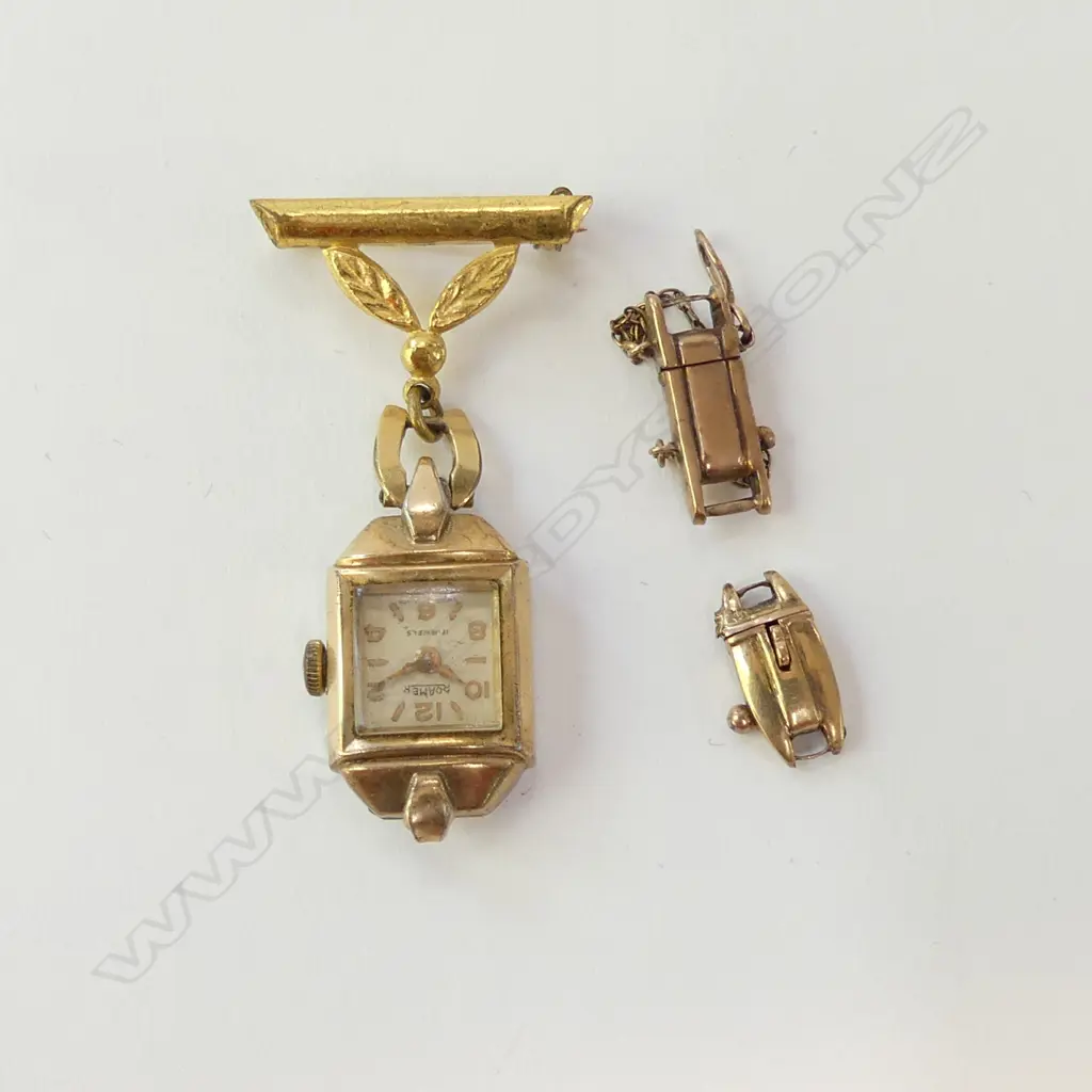 9CT CATCHES FOR WATCHES + VINTAGE MIZPAH BROOCH WATCH Image 1++