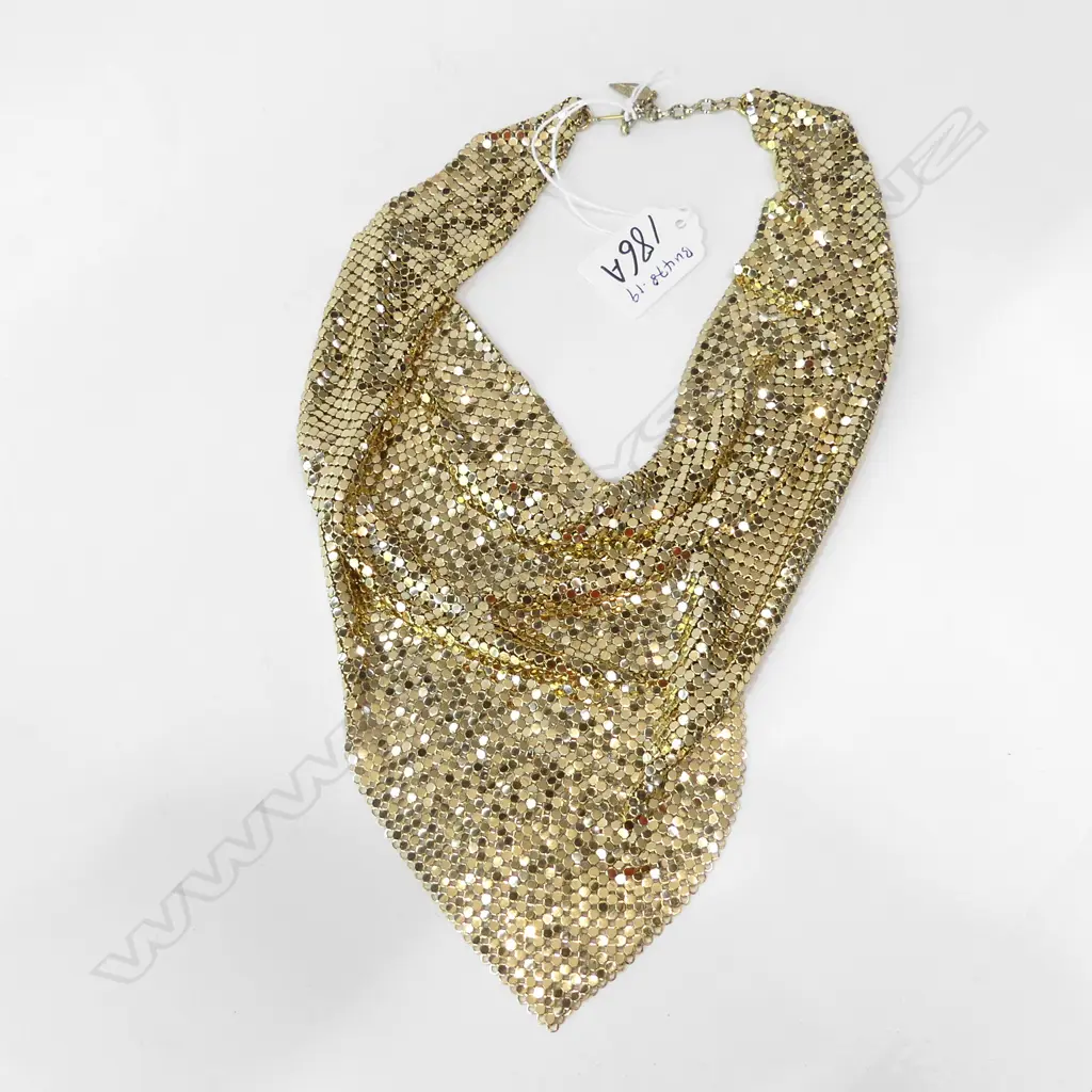 WHITING & DAVIS USA MESH NECKLACE 1980s 55cm x 22cm Image 1++