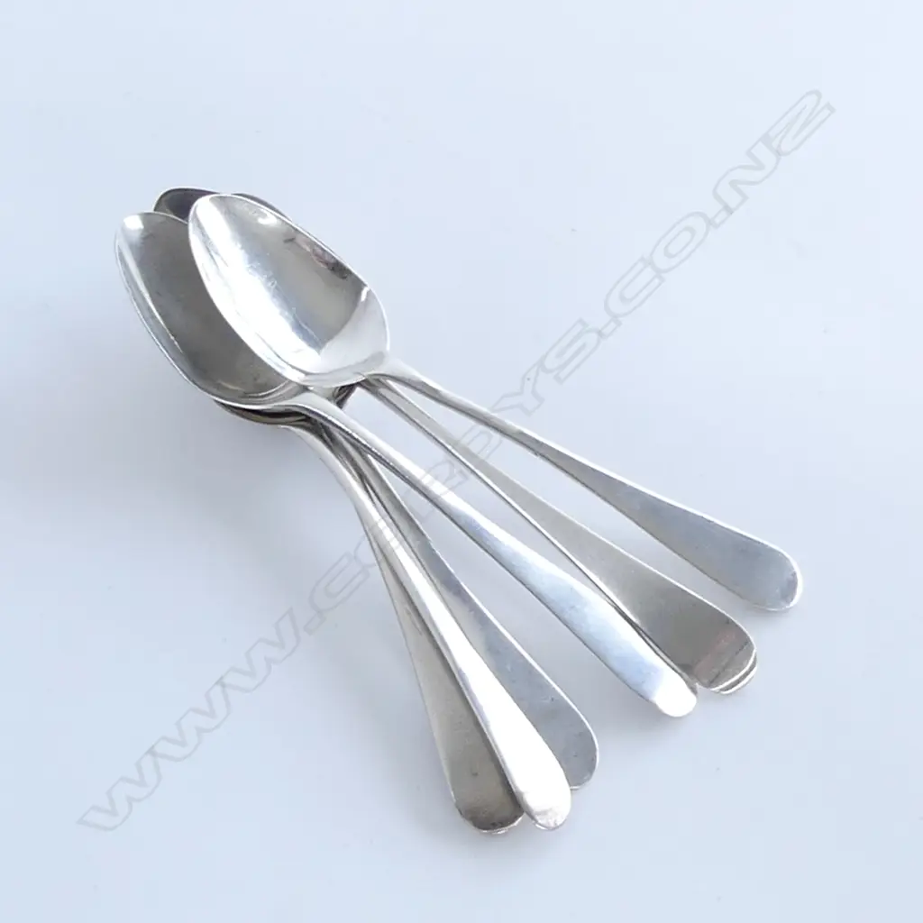 6 GEORGIAN STG SILVER TEASPOONS,  72 GRAMS Image 1++