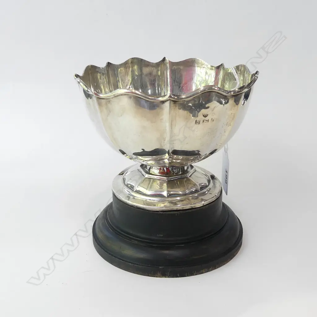 STG SILVER ROSE BOWL ON PLINTH - B'HAM 1907 H.125MM on base Image 1++