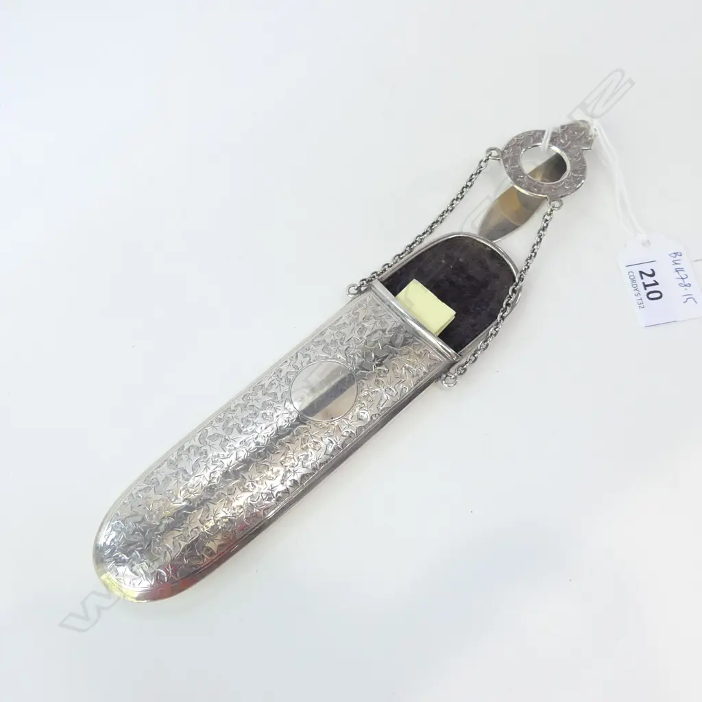 STERLING SILVER CHATELAINE SPECTACLE CASE BIRMINGHAM 1914 WEIGHT: 87gm MAKER: F G LTD Image 1++