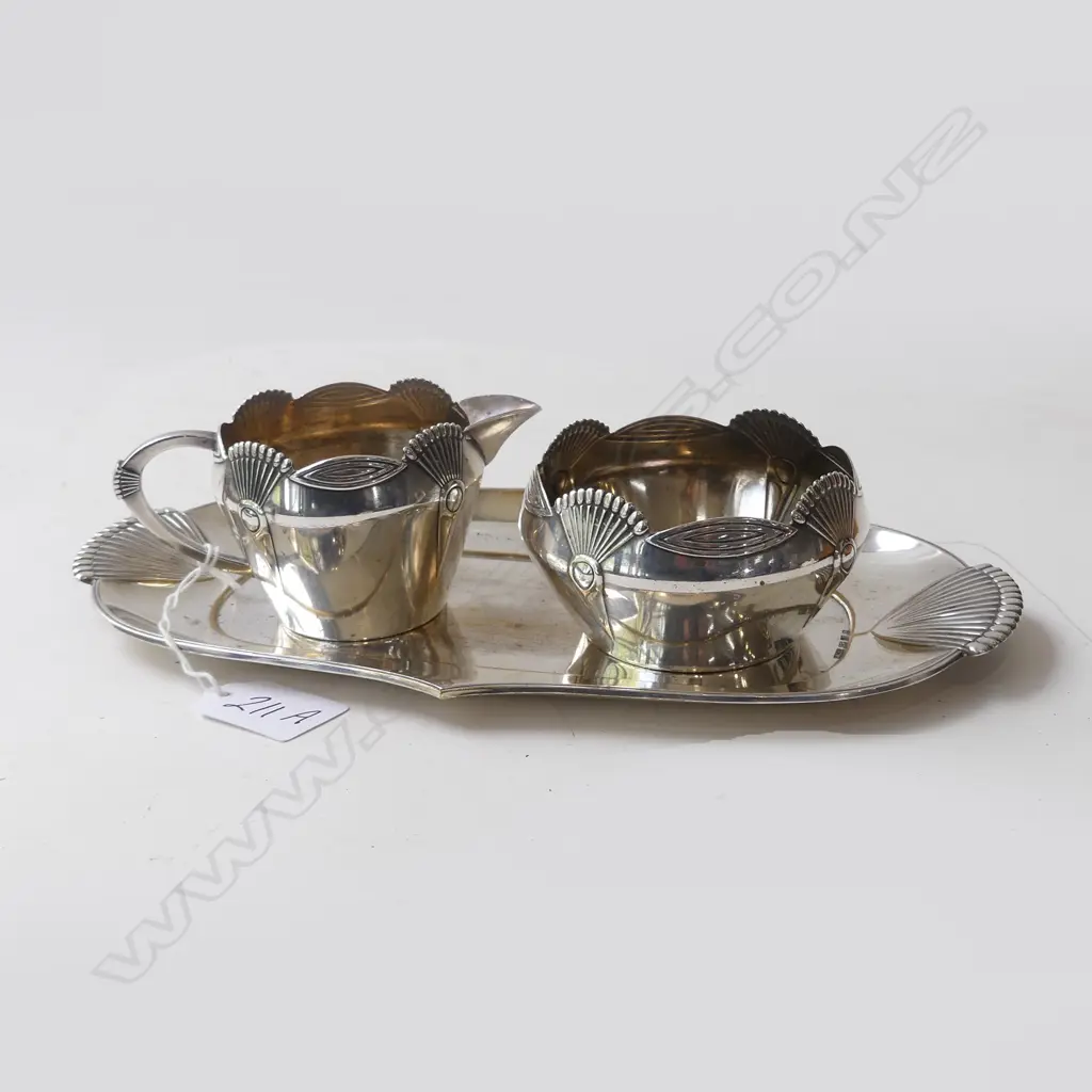 WMF GERMAN ART DECO CREAMER AND SUGAR BOWL H. 60mm Image 1++