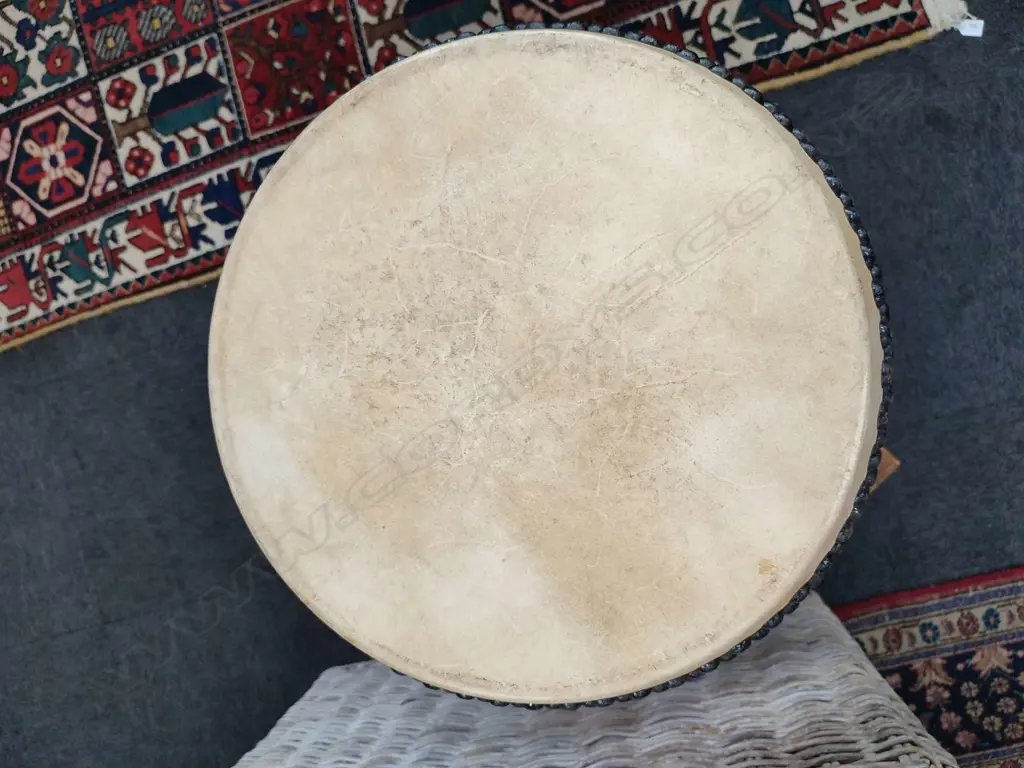 LGE OLD JAPANESE DRUM BARREL FORM W STICKS. Dia.450mm Image 1++