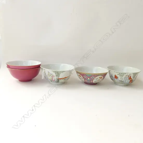 5 ASST ORIENTAL BOWLS (DIA 170MM)