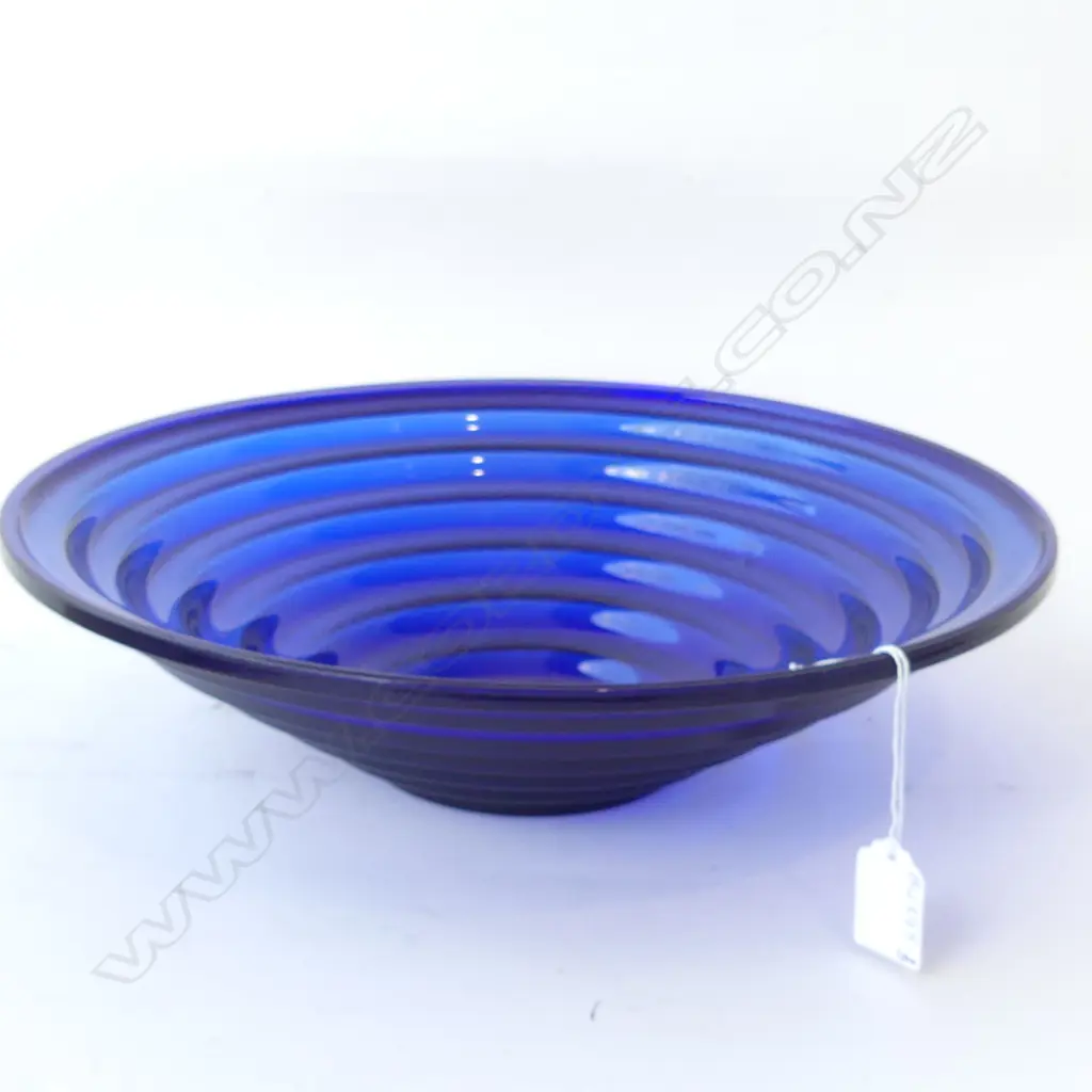 LG COBALT BLUE STEPPED GLASS BOWL DIA  350MM Image 1++