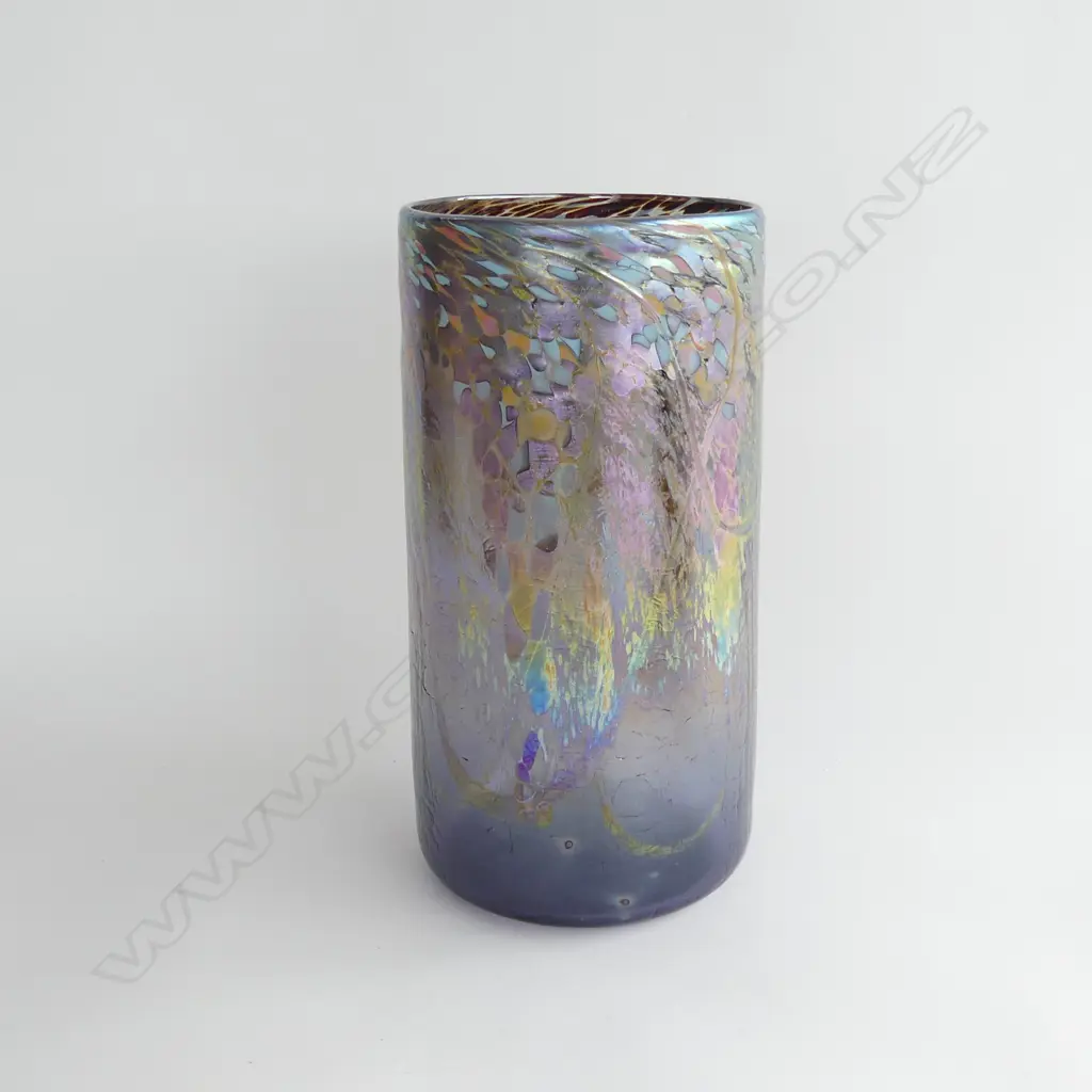 CHUCK SIMPSON HAND BLOWN GLASS VASE; SIGNED & DATED 1989 H.310mm Image 1++